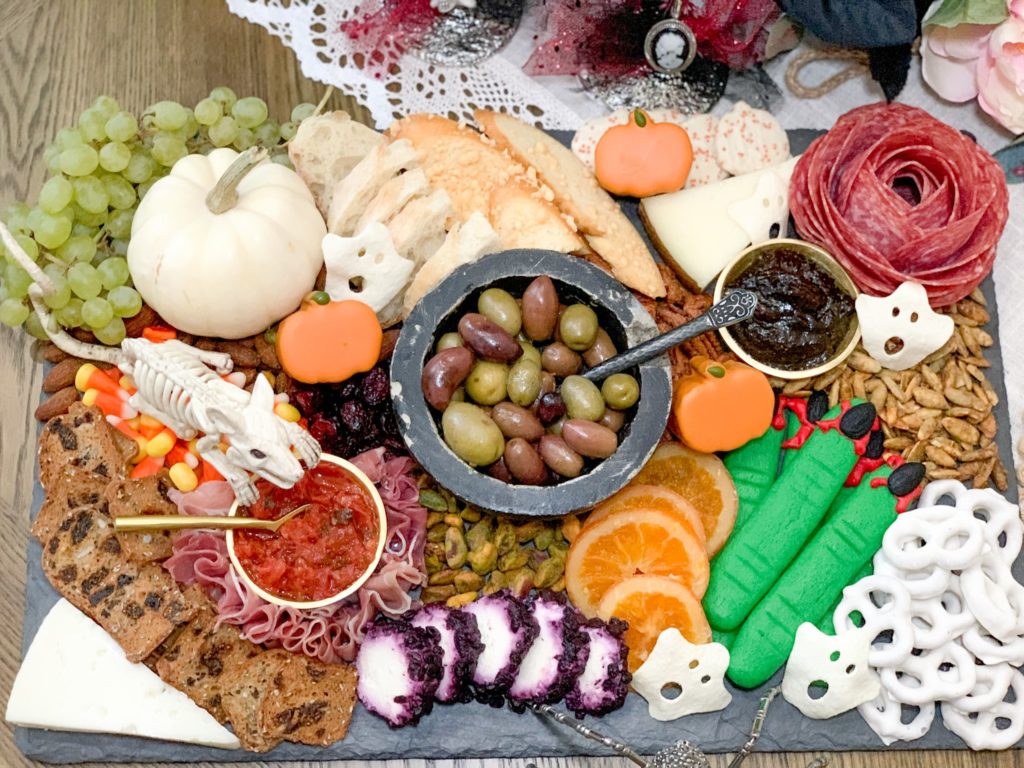 Witch's Party Halloween Charcuterie Board Salami Rose